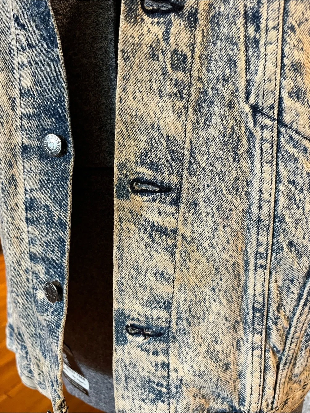 Acid Wash Denim Jacket - Light Blue